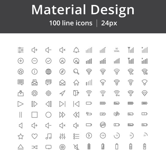 material design ui line icons vector image