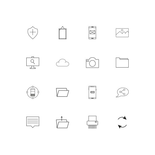 Network and database linear thin icons set vektorbild