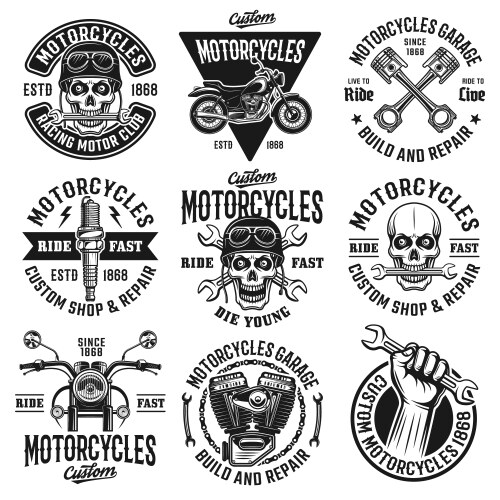 Vintage Motorcycle Emblems & Logos Vector Image