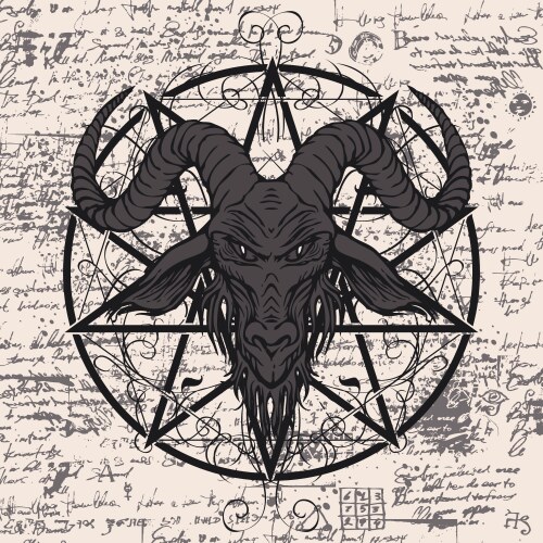 Baphomet Goat Head with Pentagram Vector Image