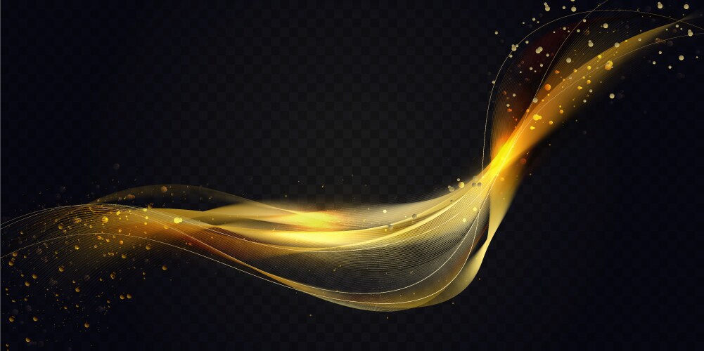 Golden wave with sparkle bokeh abstract light Vector Image