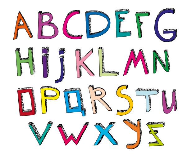 Hand drawn alphabet 01 Vector Image