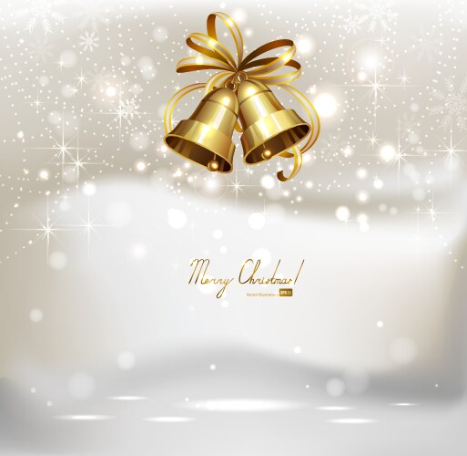 Elegant christmas background with golden bow Vector Image