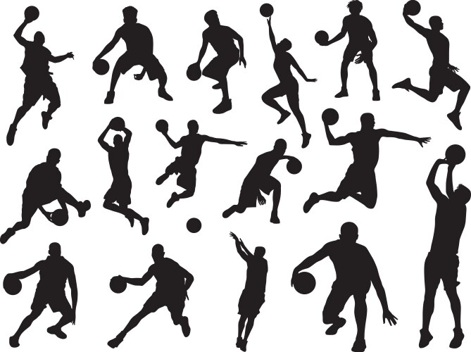 Basketball Player Silhouette Action Shot Vector Image