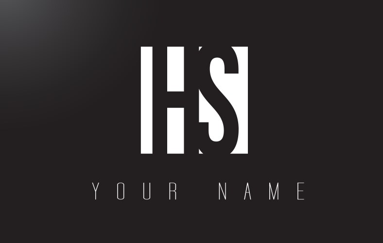 Hs letter logo with black and white negative Vector Image