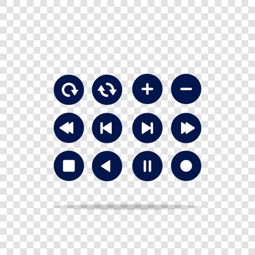 Navigation buttons media player image set vector image