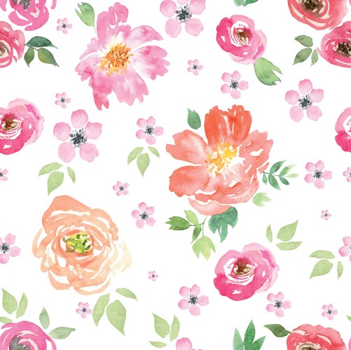 Watercolor floral seamless pattern Royalty Free Vector Image
