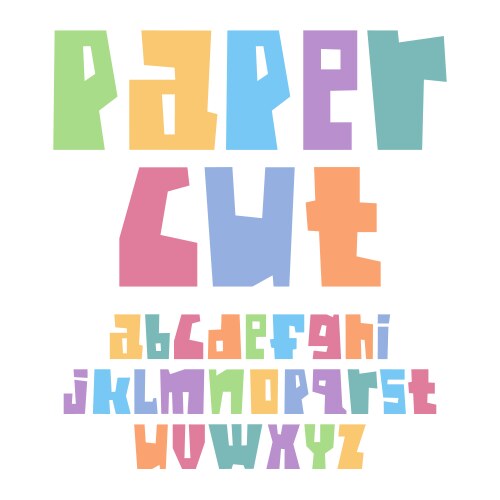 Pastel Paper Cut Alphabet Vector Image