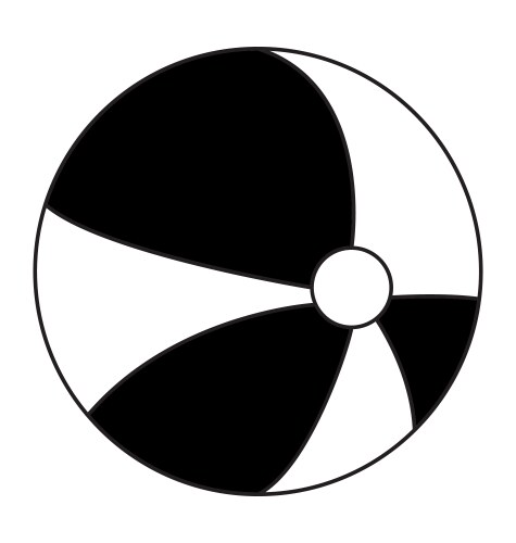 Beach ball black and white Vector Image