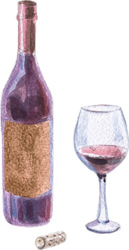 Wine bottle red wineglass and cork Vector Image