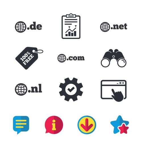 Top-level domains signs de com net and nl vector image