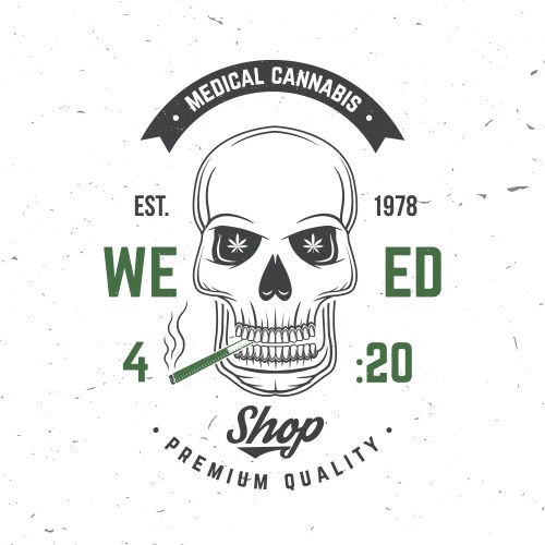 Medical cannabis badge label with skeleton skull Vector Image