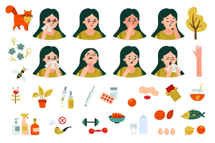 Allergy icon set vector image