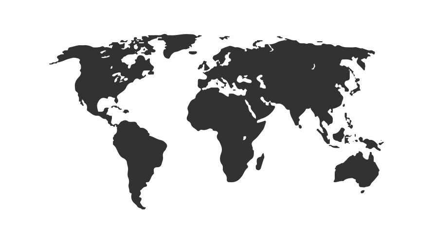 Black color world map isolated on white background vector image