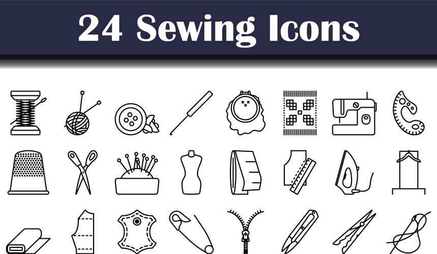 sewing icon set vector