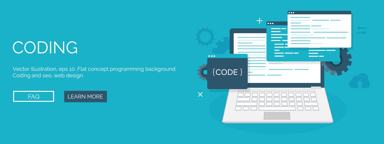 Flat background coding vector image
