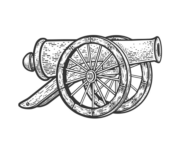 Vintage Cannon Sketch Vector Image