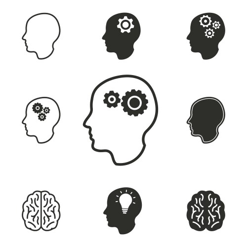 Brain icon set Royalty Free Vector Image - VectorStock
