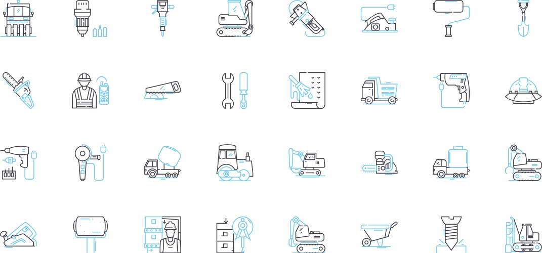 Building linear icons set architecture vector image