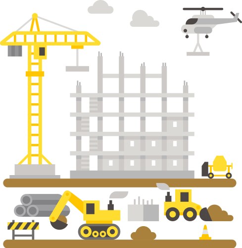 Flat design construction site sign Royalty Free Vector Image