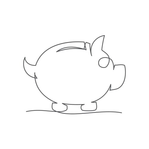 piggy bank one line drawing on white background vector