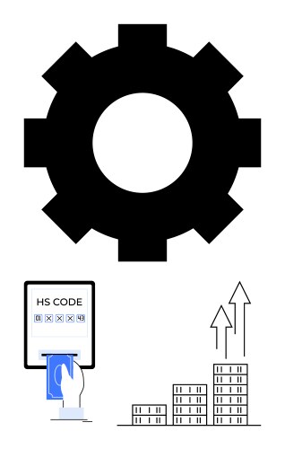 Gear with device inputting hs code and visual vector image