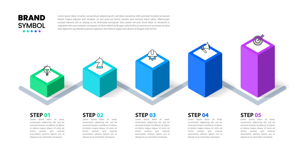 Infographic template 5 isometric columns in a row vector image
