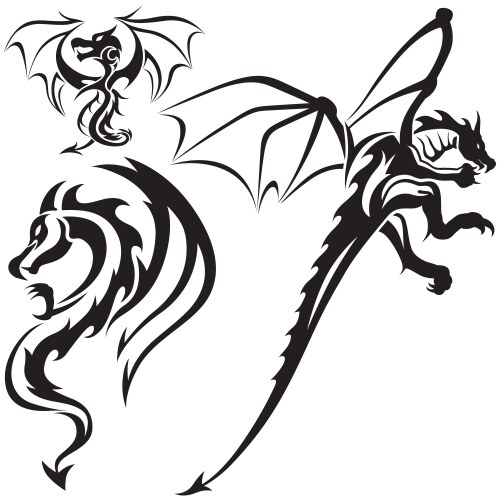 Tribal flying dragon Royalty Free Vector Image