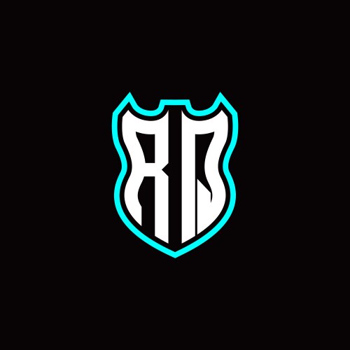 R q initial logo design with shield shape vector image