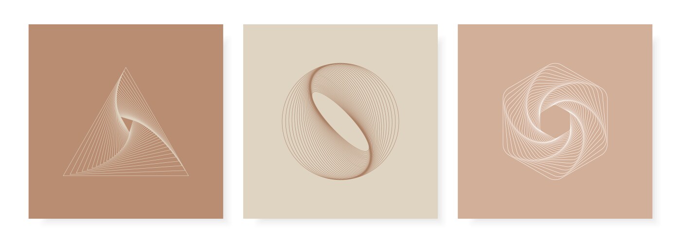 Set abstract twisted shapes simple linear vector image