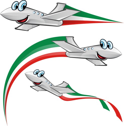 Airplane cartoon with italian flag vector image