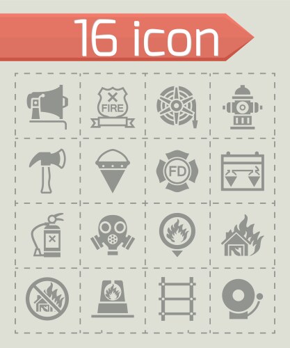 Firefighter icon set Royalty Free Vector Image