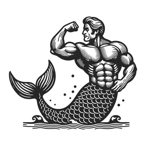 Merman mermaid man with muscles Vector Image