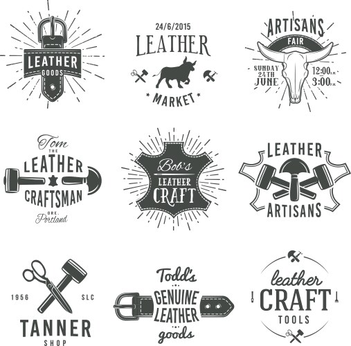 Set of vintage belt logo designs retro Royalty Free Vector