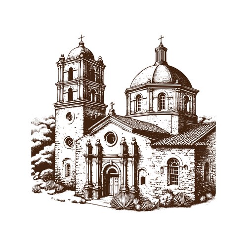 Vintage Mission Church Vector Image