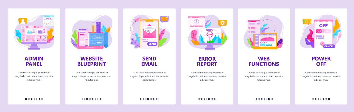 Admin panel error report web functions send vector image