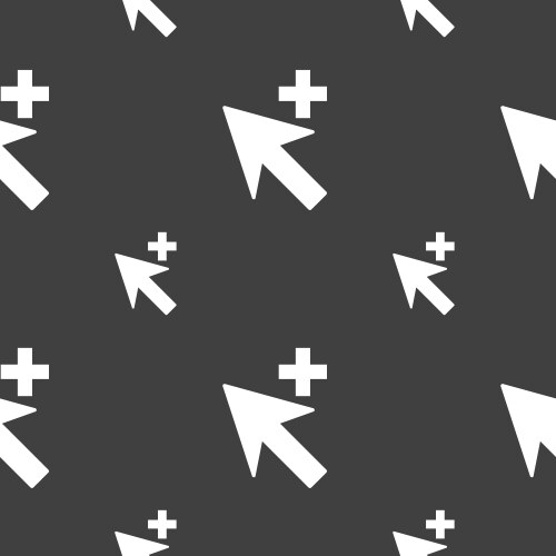 Cursor arrow plus add icon sign seamless pattern vector image