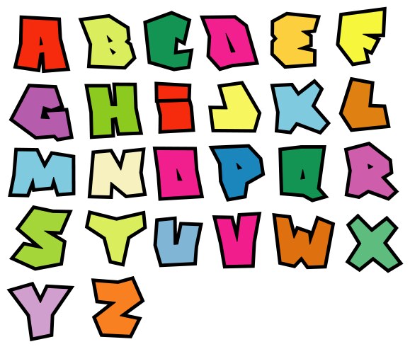 graffiti readable fonts alphabet over white vector image vector image