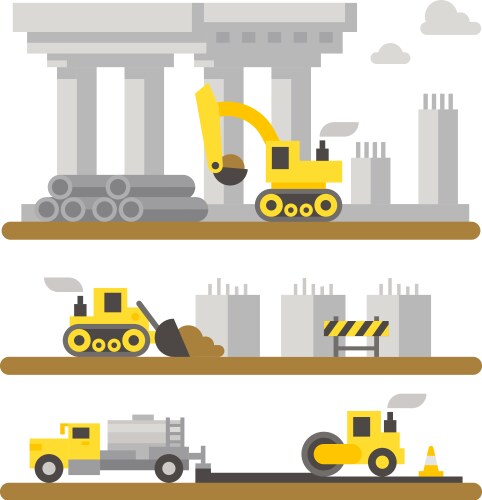 Flat design construction site sign Royalty Free Vector Image