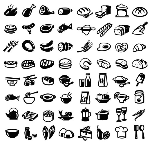 Food icons and elements Royalty Free Vector Image