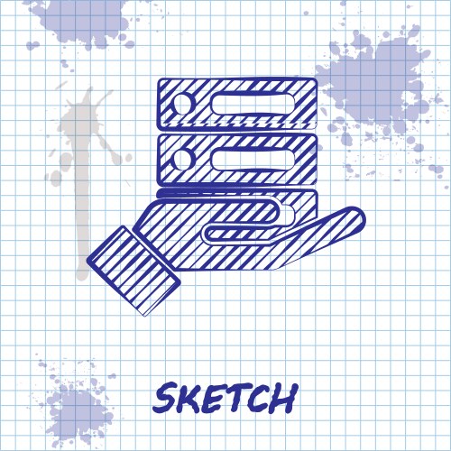 Sketch line server data web hosting icon vector image