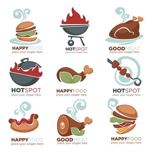 Meat & BBQ Food Collection Vector Image
