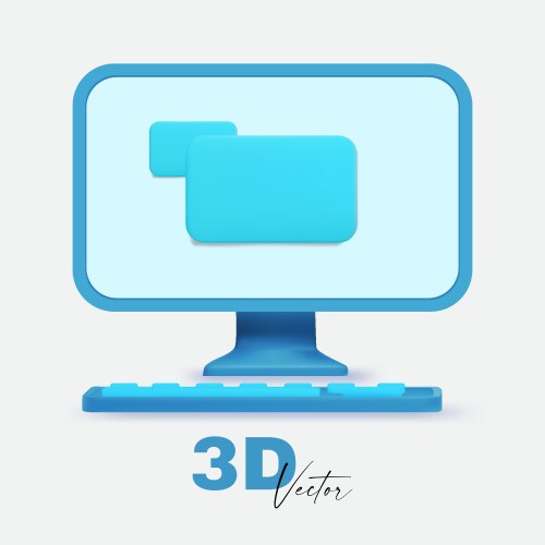 3d minimal desktop screen mockup with dialog vector image