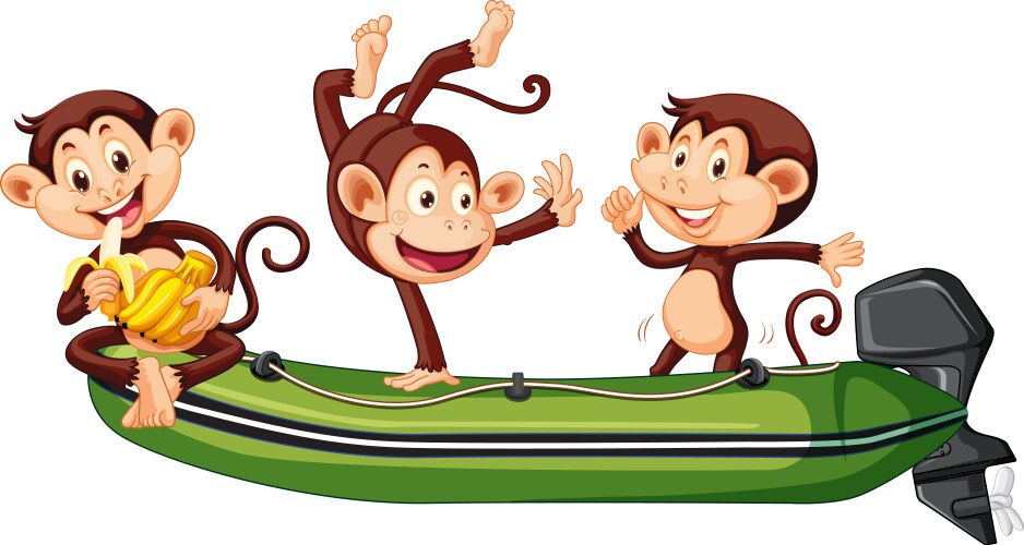 three little monkeys on the boat vector image