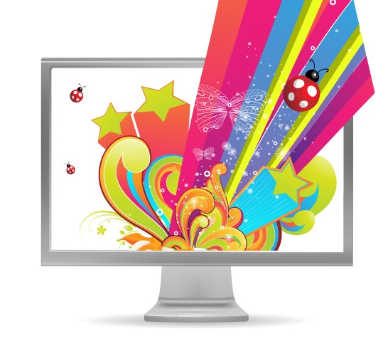 Computer background with exploding rainbow vector image