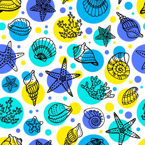 Seashells pattern background Royalty Free Vector Image