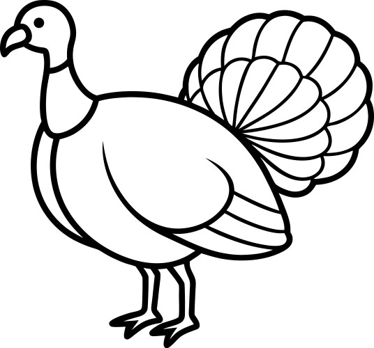 Thanksgiving turkey side view line art Vector Image