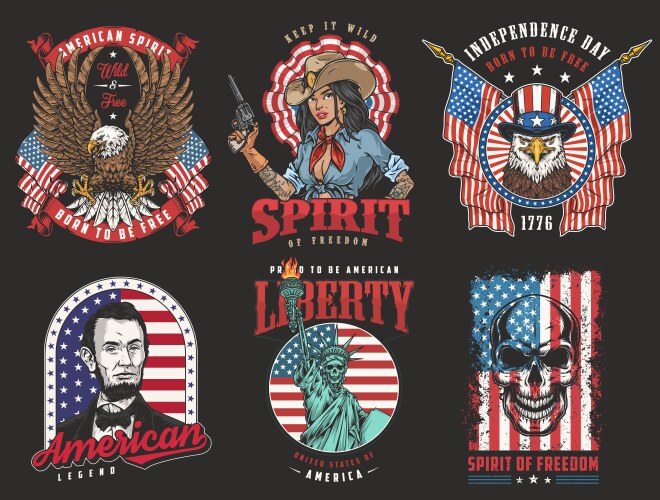 American colorful vintage set flyers Royalty Free Vector