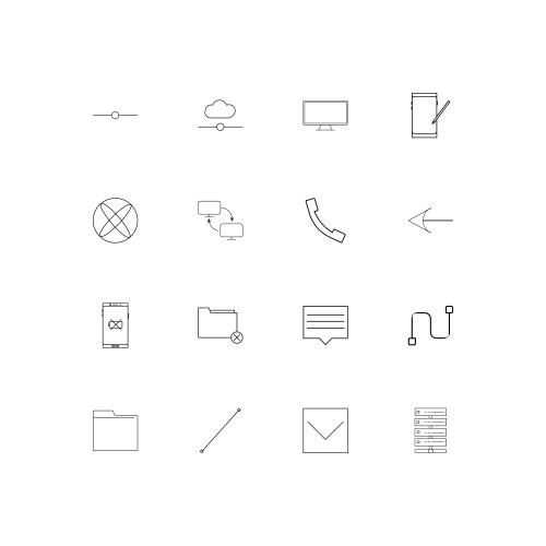 Network and database simple linear icons set vector image