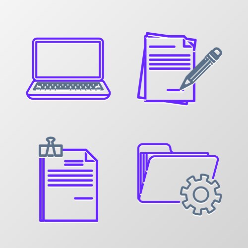 Set line folder settings with gears file document vector image